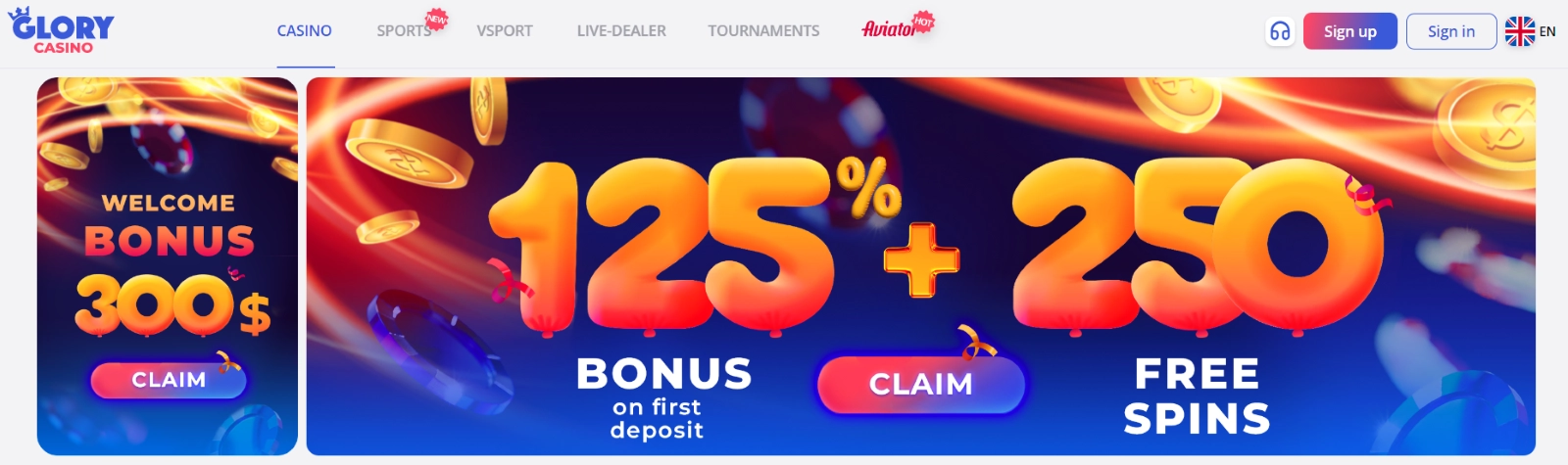 glory casino bonus offers
